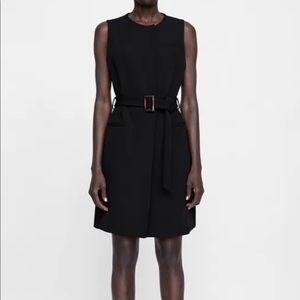 Zara Black Long Belted Vest Waistcoat NWOT Size Small